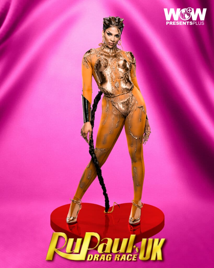 RuPaul's Drag Race UK Series 5: Another Front-Runner is Eliminated 27 Cara Melle posing for RuPaul's Drag Race UK series 5 promo for Meet The Queens in a caramel outfit.