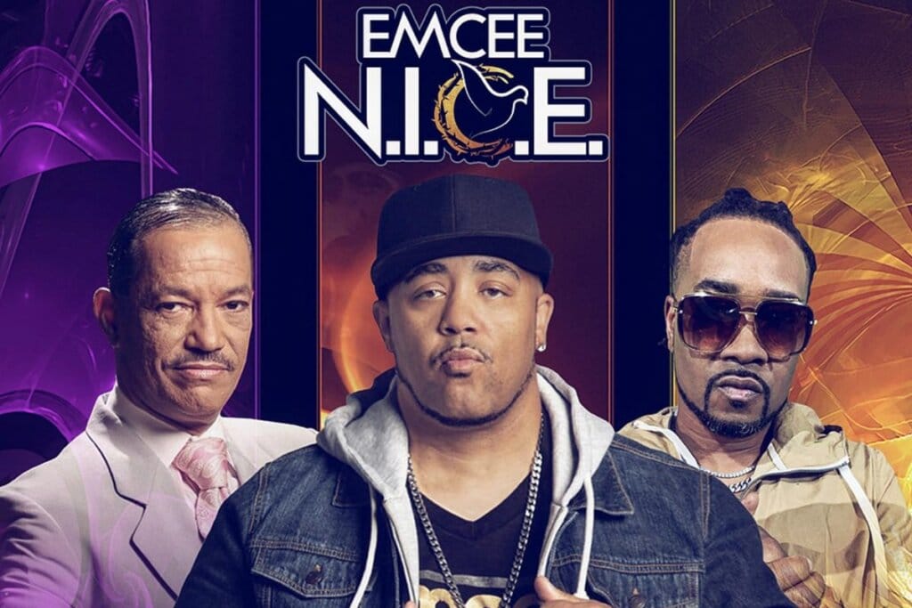 Emcee N.I.C.E. Earns Stellar Awards Nomination for "Amen Right There" 12 Cropped image of the official artwork for Emcee N.I.C.E.'s single "Amen Right There", which sees the artist in the forefront with the collaborators posing behind him.