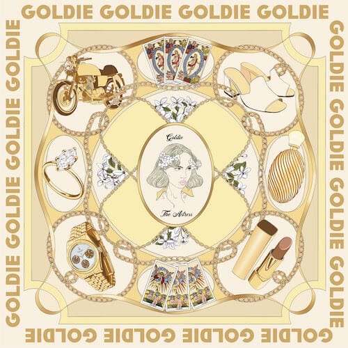 "The Actress": Goldie Boutilier Releases Empowering New Single and Stunning Music Video 14 Official single cover artwork for "The Actress" which sees Goldie Boutilier's first name bordered round the edge while a drawing of her is in the middle with a variety of different drawings bordering her hinting at different characters she would play as an actress. Yellow and gold are the main colours of the image.