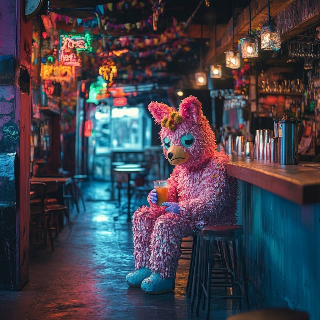 Exclusive Premiere: Coleman's "Cali" Single and Music Video Is a Creative Piñata Masterpiece You Won’t Forget 6 Official single cover artwork for "Cali" by Coleman which sees a pink piñata sitting at a bar with a beer in its hands.