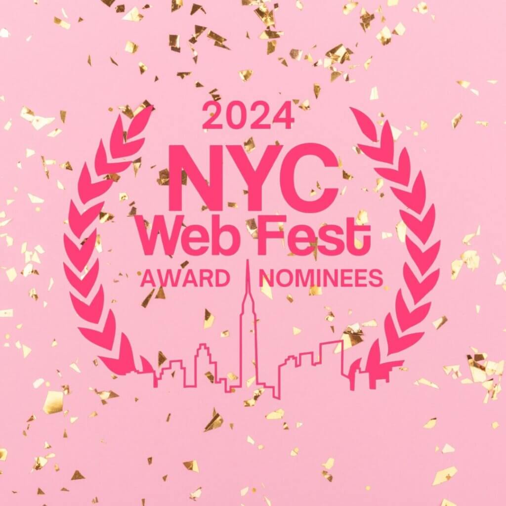 NYC Web Fest 2024: Celebrating Official Award Nominations and Selections, Plus the Launch of the Footprint Network Streaming Channel 21 Official logo of the NYC Web Fest 2024 which sees a skyline drawing outline of New York City below the words "NYC Web Fest" with a pink background with gold sparkles. The words "Award Nominees" can be found just above the skyline.