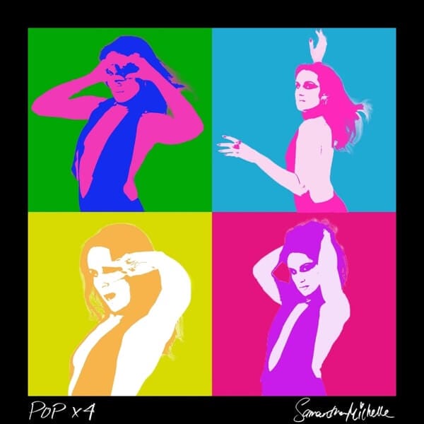 "POP X 4": Samantha Michelle's Debut Single Merges Fresh Infectious Beats, Melodic Dance Hooks, and Creative House Production 10 Official single cover artwork for "POP X 4" which has an art pop style to it with four images of Samantha Michelle in different poses in a 2x2 grid, with each a different colour.