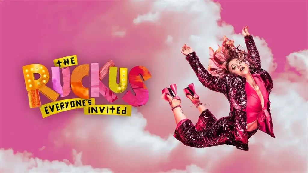 REVIEW: Revel Puck Circus Brings Bold Circus Spirit to Brighton Fringe with The Circus Yard Launch Gala 36 Official promotional image for The Ruckus show featuring Nancy on the cover in a pink-sequined suit falling through a pink cloudy sky.
