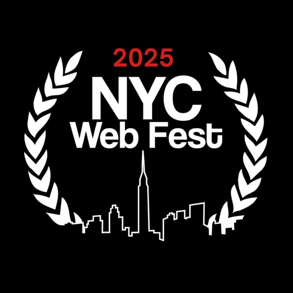 Official logo of the NYC Web Fest 2025 which sees a skyline drawing outline of New York City below the words "NYC Web Fest".
