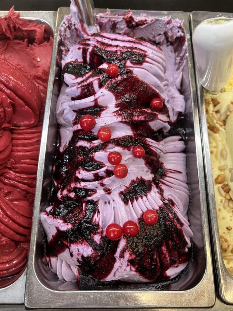 A close-up of one of the flavours at Gelateria Dondoli.